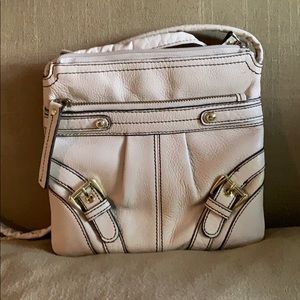 Cream leather crossbody bag
